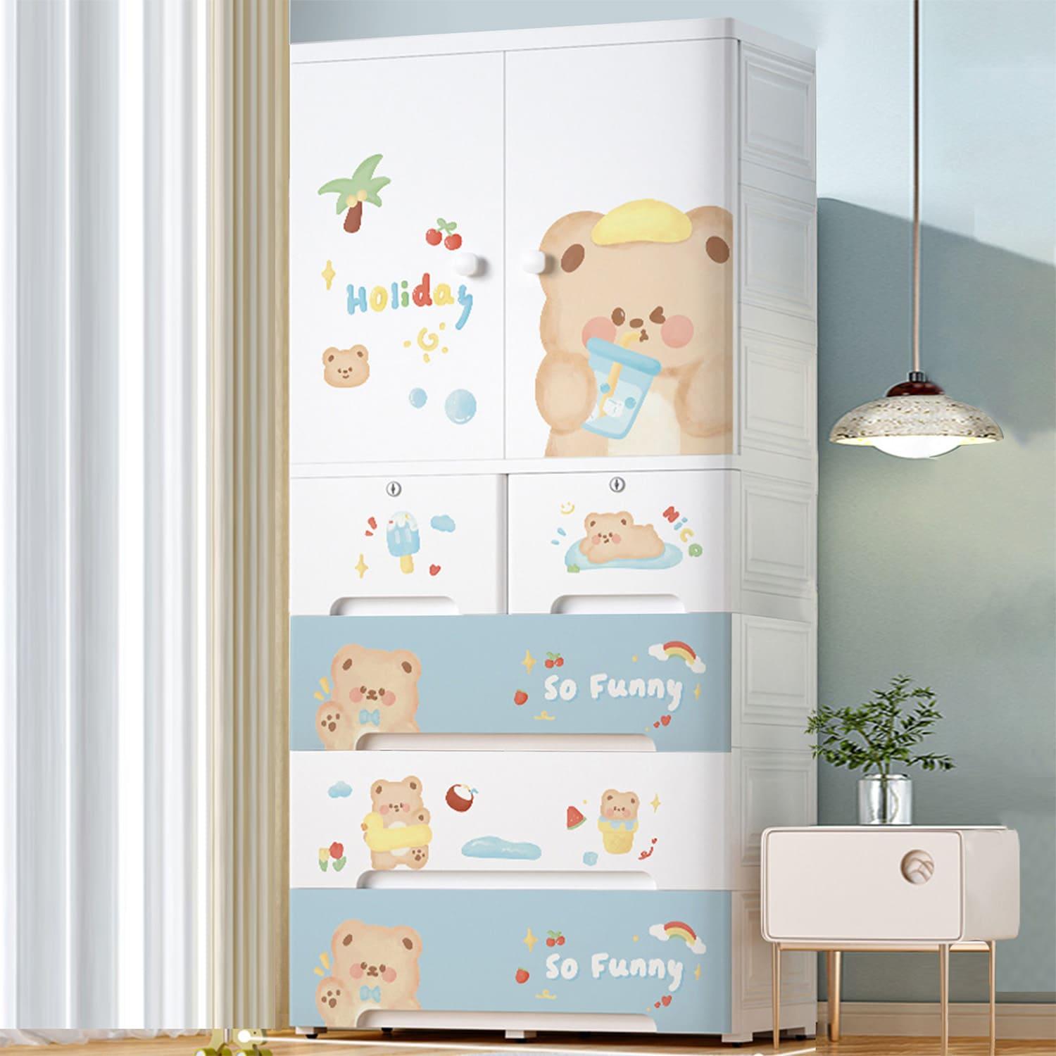 StarAndDaisy Kids Wardrobe / Storage Cabinet / Portable Almirah with Drawers & Convertible Design