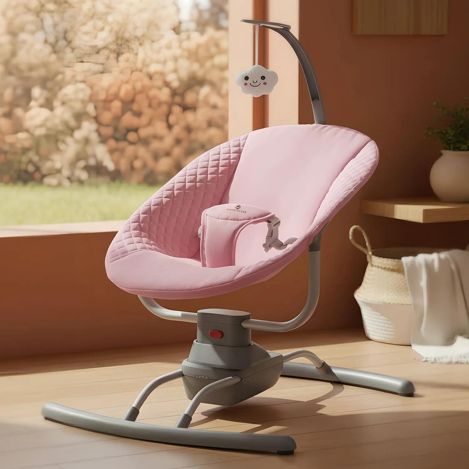 StarAndDaisy First Swing Baby Rocker Bouncer with Mosquito Net and Remote Control with 3 Swing Speeds