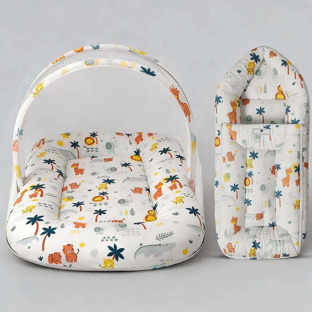 StarAndDaisy Baby Bed Set with Mosquito Net and Baby Sleeping Bag Combo